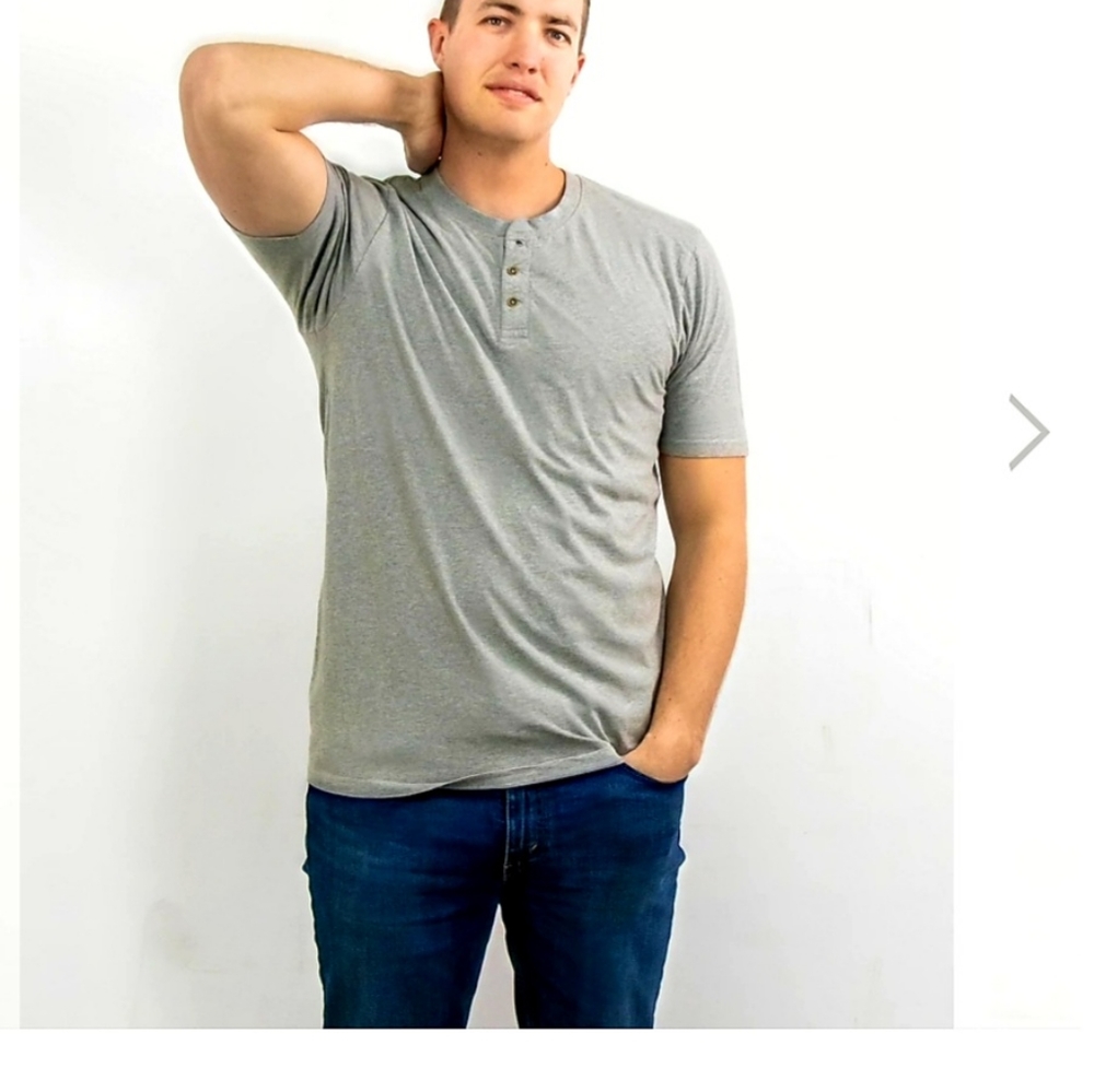 2 Pack: American Hawk Short Sleeve Henley in Grey and Blue. Boys Size L 14-16